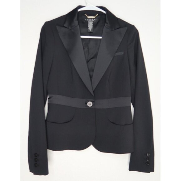 Laundry by Shelli Segal Crop Blazer Jacket Womens Size 4 Black Office Work - Picture 1 of 10